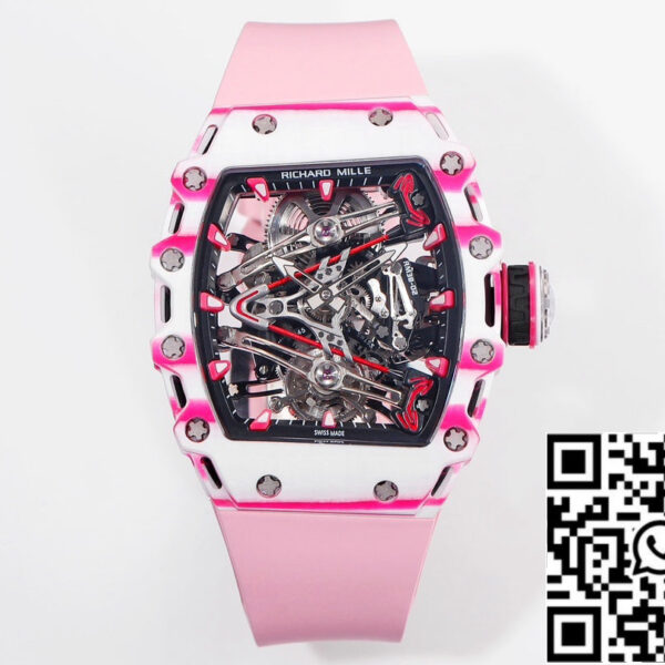 Richard Mille Bubba Watson Tourbillon RM38-02  1:1 Best Edition Pink Rubber Strap