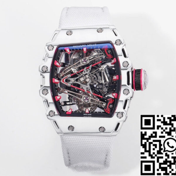 Richard Mille Bubba Watson Tourbillon RM38-02  1:1 Best Edition White Carbon Case velcro Strap