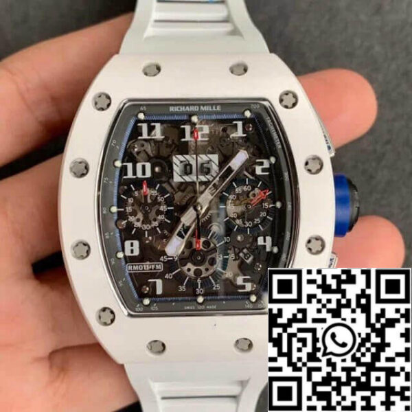 Richard Mille RM-011 1:1 Best Edition KV Factory Ceramic White Rubber Strap