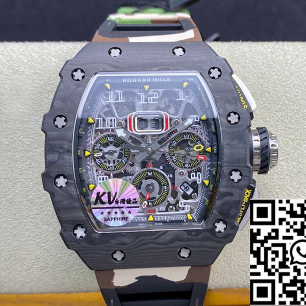 Richard Mille RM-011 1:1 Best Edition KV Factory V2 Carbon Fiber Camo Strap