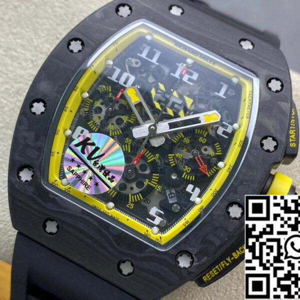 Richard Mille RM-011 1:1 Best Edition KV Factory Yellow Strap