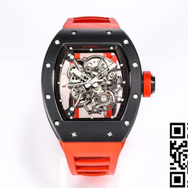 Richard Mille RM-055 1:1 Best Edition BBR Factory Ceramic Case Red Strap