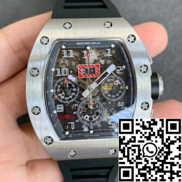 Richard Mille RM011 1:1 Best Edition KV Factory Black Rubber Strap