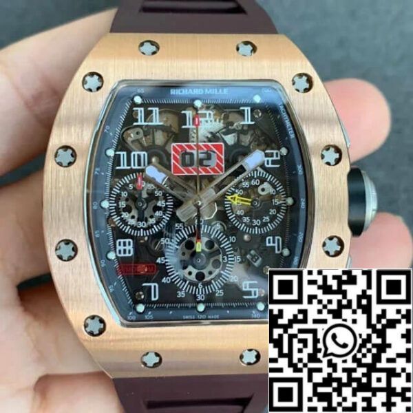 Richard Mille RM011 1:1 Best Edition KV Factory Brown Rubber Strap