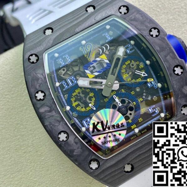 Richard Mille RM011 1:1 Best Edition KV Factory Carbon Fiber White Strap