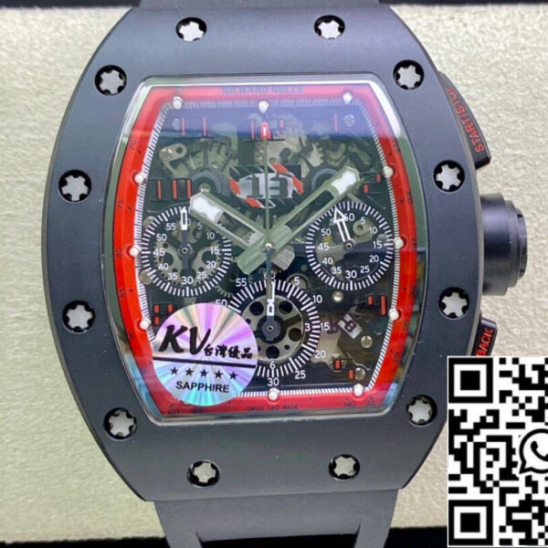 Richard Mille RM011 1:1 Best Edition KV Factory Ceramic Black Strap
