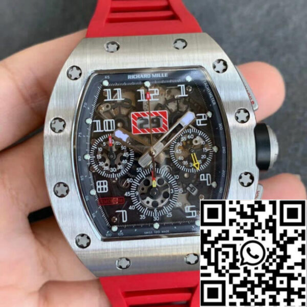 Richard Mille RM011 1:1 Best Edition KV Factory Red Rubber Strap
