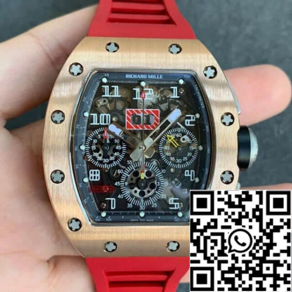Richard Mille RM011 1:1 Best Edition KV Factory Rose Gold Red Strap