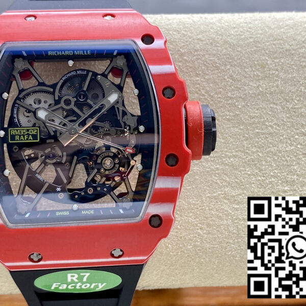 Richard Mille RM035-02 1:1 Best Clone R7 Factory Red Carbon Case Black Strap