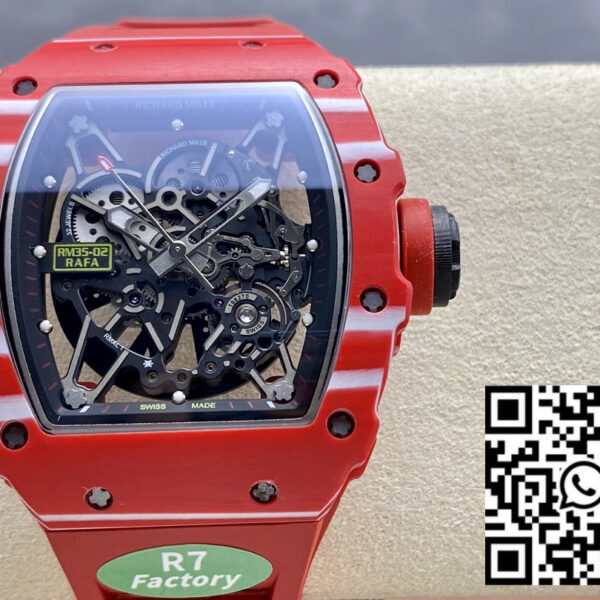 Richard Mille RM035-02 1:1 Best Clone R7 Factory Red  Carbon Case Red Strap