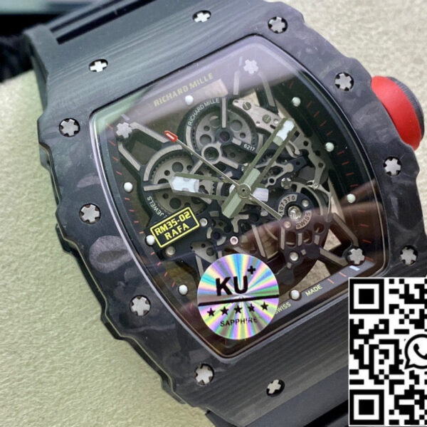 Richard Mille RM035-02 1:1 Best Edition KU Factory Carbon Fiber Black Strap