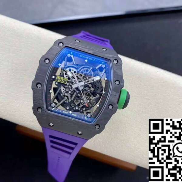 Richard Mille RM035-02 T+ Factory 1:1 Best Edition Carbon Fiber Case Purple Rubber Strap