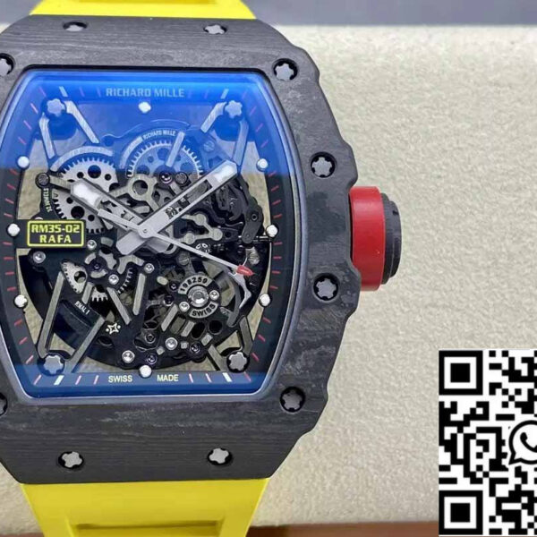 Richard Mille RM035-02 T+ Factory 1:1 Best Edition Carbon Fiber Case Yellow Rubber Strap ao chép)