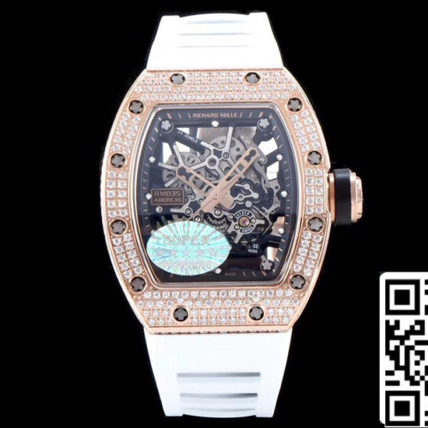 Richard Mille RM035 Americas 1:1 Best Edition KV Factory Rose Gold Diamond Case