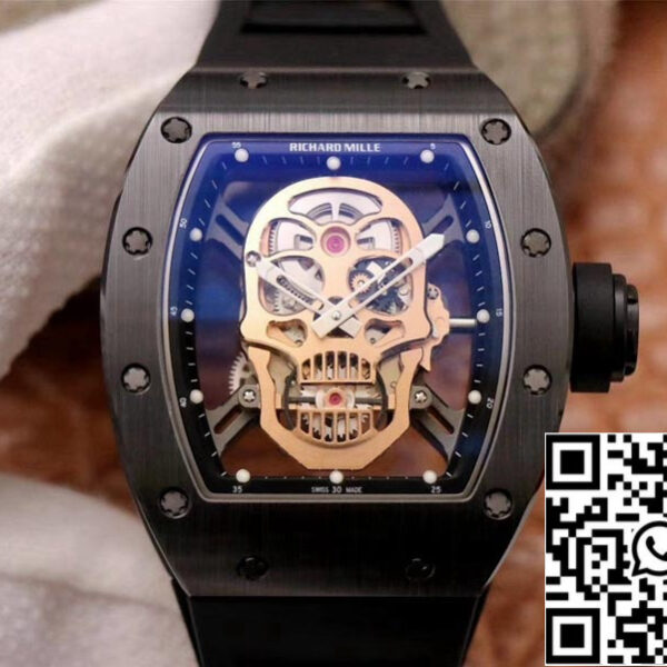 Richard Mille RM052-01 1:1 Best Edition ZF Factory Rose Gold Skull Dial Swiss Movement