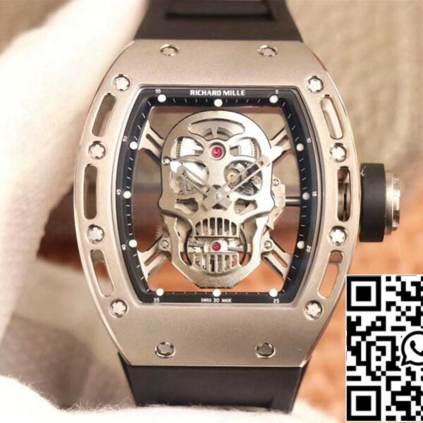Richard Mille RM052 1:1 Best Edition ZF Factory Silver Skull Dial Swiss Movement