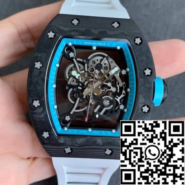 Richard Mille RM055 1:1 Best Edition KV Factory V2 Carbon Fiber Rubber Strap