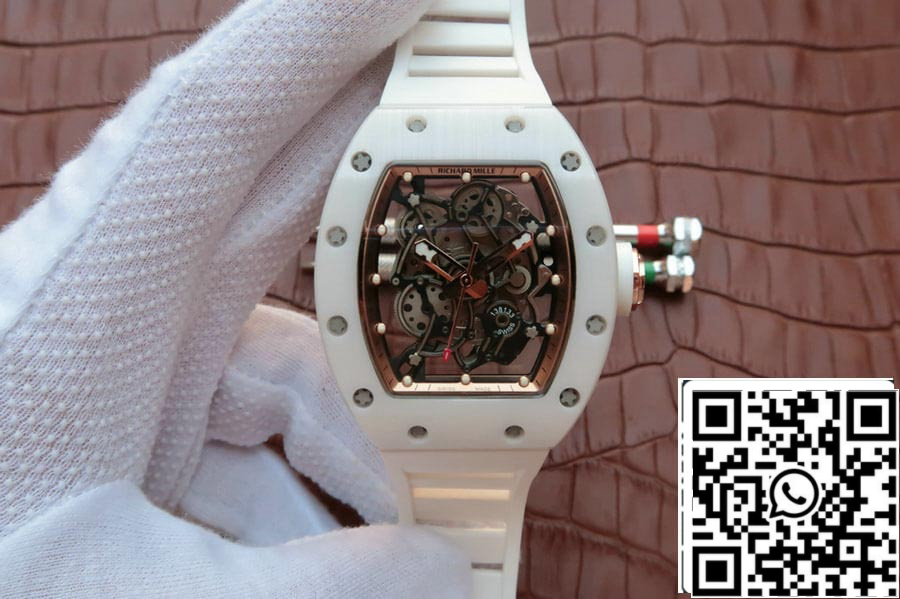 Richard Mille RM055 1:1 Best Edition KV Factory White Ceramic Rubber Strap