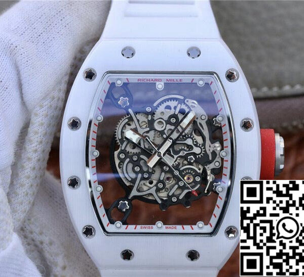 Richard Mille RM055 1:1 Best Edition KV Factory White Rubber Strap