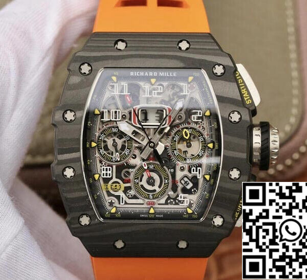 Richard Mille RM11-03 1:1 Best Edition KV Factory Carbon Fiber Orange Strap