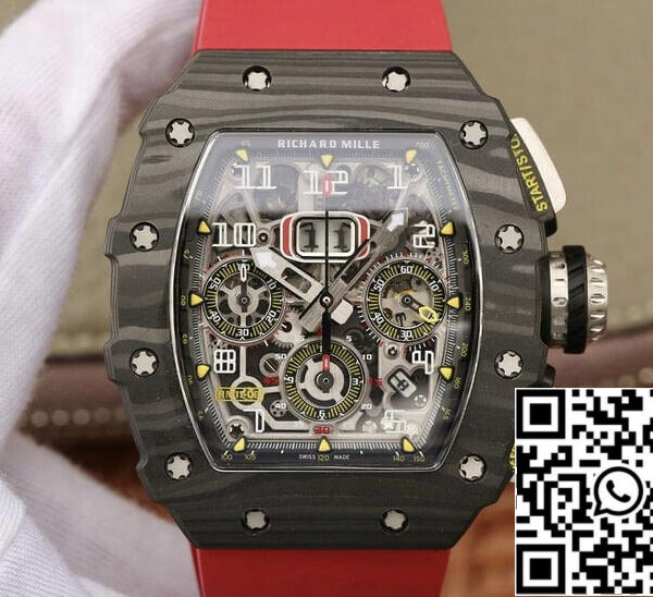 Richard Mille RM11-03 1:1 Best Edition KV Factory Carbon Fiber Red Strap