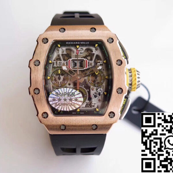 Richard Mille RM11-03 Rose gold 1:1 Best Edition KV KU+ Factory Black Strap