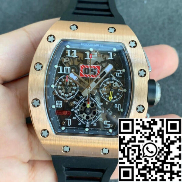 Richard Mille RM11 1:1 Best Edition KV Factory Rose Gold Black Strap