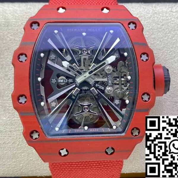 Richard Mille RM12-01 Tourbillon 1:1 Best Edition RM Factory Red Carbon Fiber Case