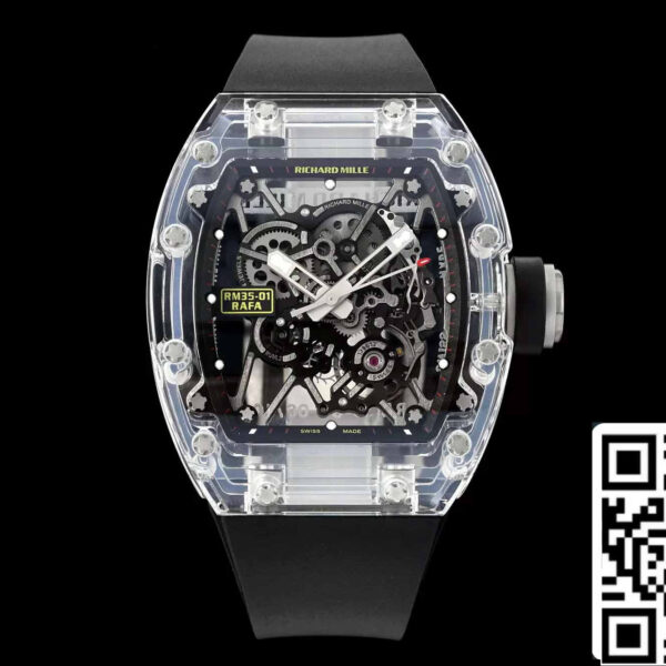 Richard Mille RM35-01 Sonic Factory 1:1 Best Edition Saphire case Black Rubber Strap