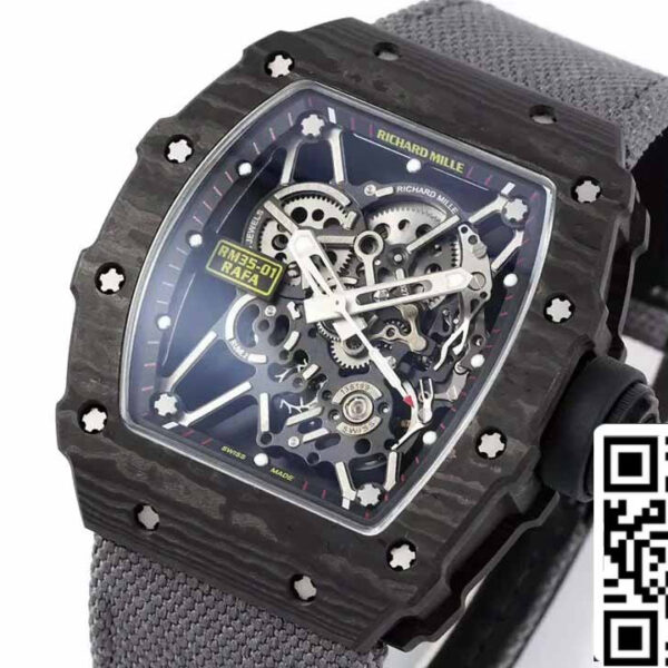 Richard Mille RM35-01 Sonic Factory 1:1 Best Edition White Carbon NTPT Grey Velcro Strap