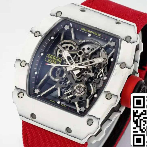 Richard Mille RM35-01 Sonic Factory 1:1 Best Edition White Carbon NTPT Red Velcro Strap