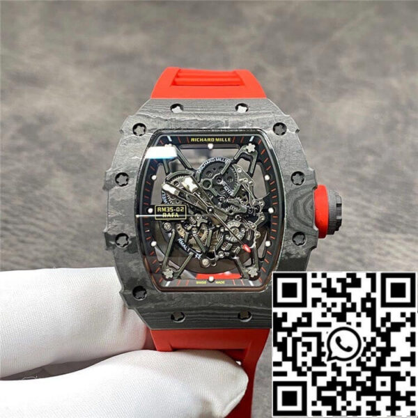 Richard Mille RM35-02 1:1 Best Edition KV Factory Carbon Fiber Red Strap