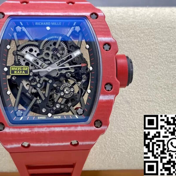 Richard Mille RM35-02 1:1 Best Edition T+ Factory Carbon Fiber Red Rubber Strap