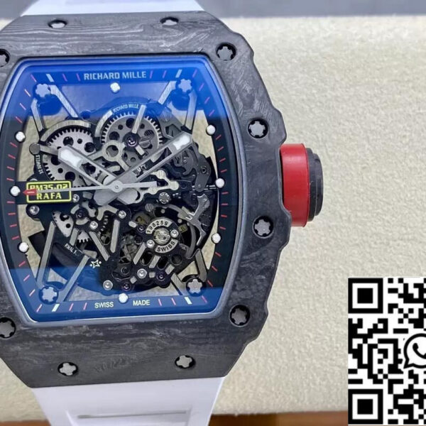 Richard Mille RM35-02 1:1 Best Edition T+ Factory Carbon Fiber White Strap