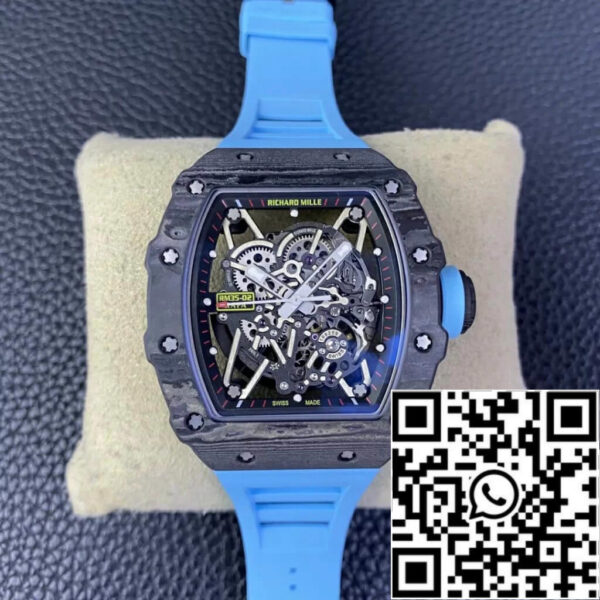 Richard Mille RM35-02 1:1 Best Edition T+ Factory NTPT Carbon Fiber Blue Rubber Strap