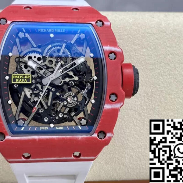 Richard Mille RM35-02 1:1 Best Edition T+ Factory NTPT Carbon Fiber White Strap