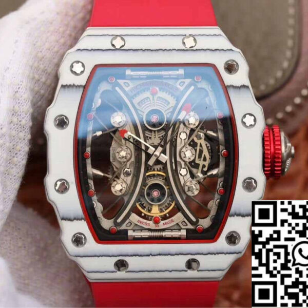 Richard Mille RM53-01 1:1 Best Edition KV Factory TPT Carbon Fiber Red Strap