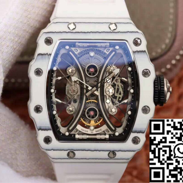 Richard Mille RM53-01 1:1 Best Edition KV Factory White TPT Carbon Fiber