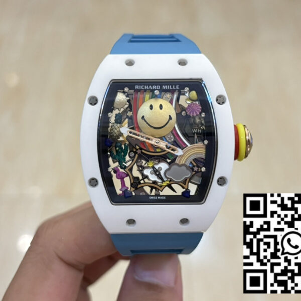 Richard Mille RM88 Smiley V2 Ceramic Case 1:1 Best Clone Blue Rubber Strap