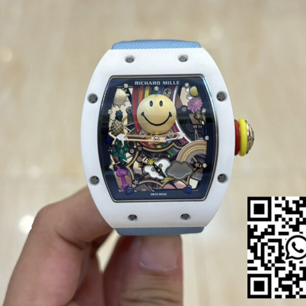 Richard Mille RM88 Smiley V2 Ceramic Case 1:1 Best Clone Blue Velcro Strap