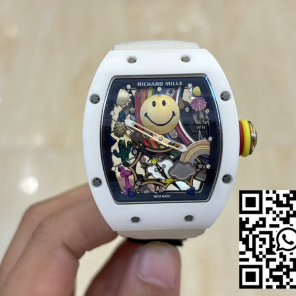 Richard Mille RM88 Smiley V2 Ceramic Case 1:1 Best Clone White Velcro Strap