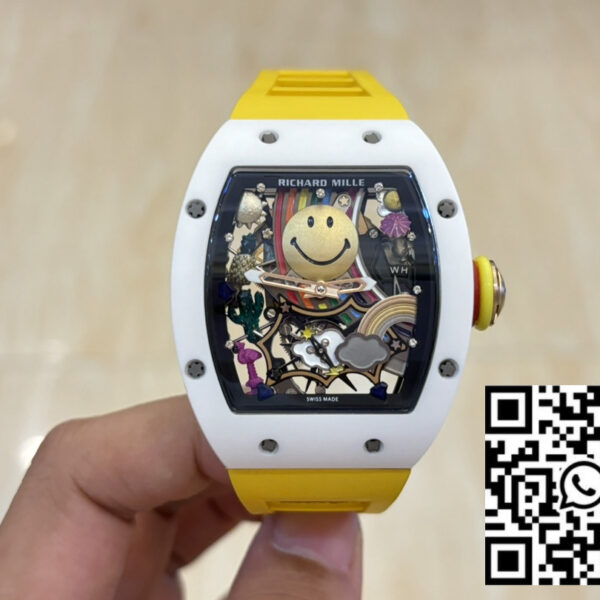 Richard Mille RM88 Smiley V2 Ceramic Case 1:1 Best Clone Yellow Rubber Strap