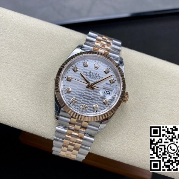 Rolex DateJust 36 126231 SS/RG VS Factory 1:1 Best Edition 904L Steel Silver Textured Diamonds Dial
