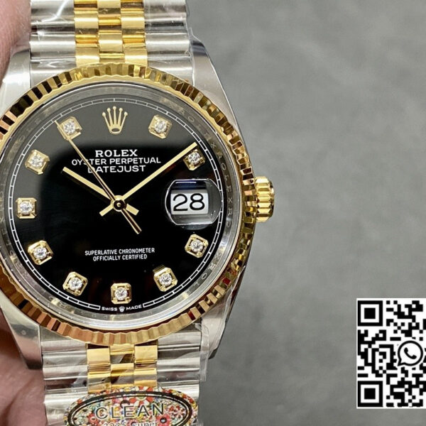 Rolex DateJust 36 126233 Clean Factory 1:1 Best Edition 904L Steel Black Diamonds Dial