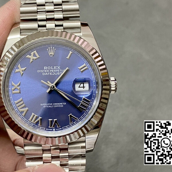 Rolex DateJust 36 126234 904L SS Clean Factory 1:1 Best Edition Fluted Bezel Bluw Roman Dial