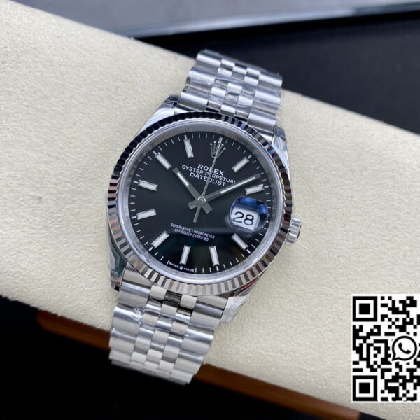 Rolex DateJust 36 126234 904L SS VS Factory 1:1 Best Edition Fluted Bezel Black Dial