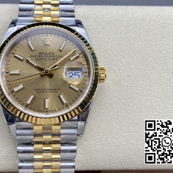 Rolex DateJust 36 SS 126233 VS Factory 1:1 Best Edition 904L Steel YG Stick Dial