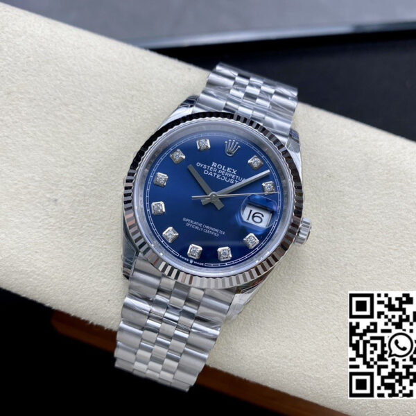 Rolex DateJust 36 SS 126234 VS Factory 1:1 Best Edition 904L Steel Blue Diamonds Dial