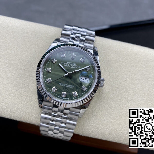 Rolex DateJust 36 SS 126234 VS Factory 1:1 Best Edition 904L Steel Green Leaf Diamonds Dial