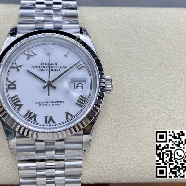 Rolex DateJust 36 SS 126234 VS Factory 1:1 Best Edition 904L Steel White Roman Dial